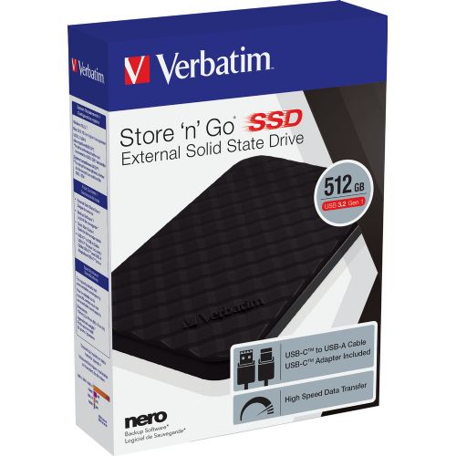 VERBATIM SSD Sng Portable USB 3,2 G1 512Gb blk 53250